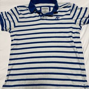 Aeropostale Blue Striped Polo Shirt